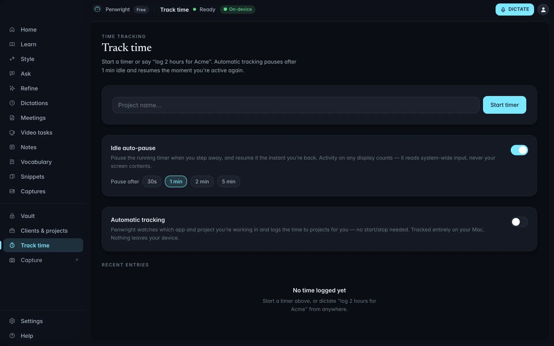 Billable work in Penwright for Mac